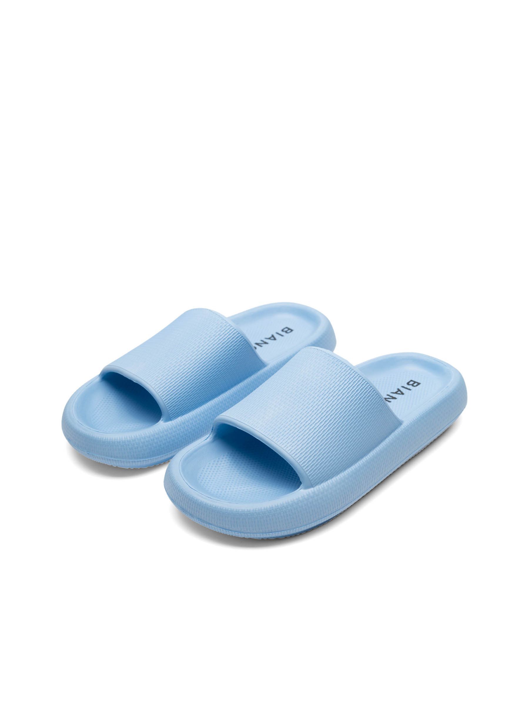 Flat woman home slippers light blue towel fabric - COMFORTABLE SLIPPERS