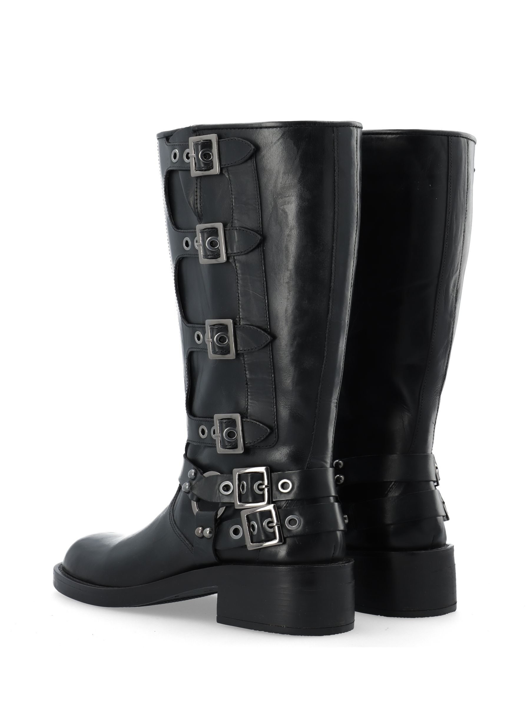 Black flat biker boots outlet