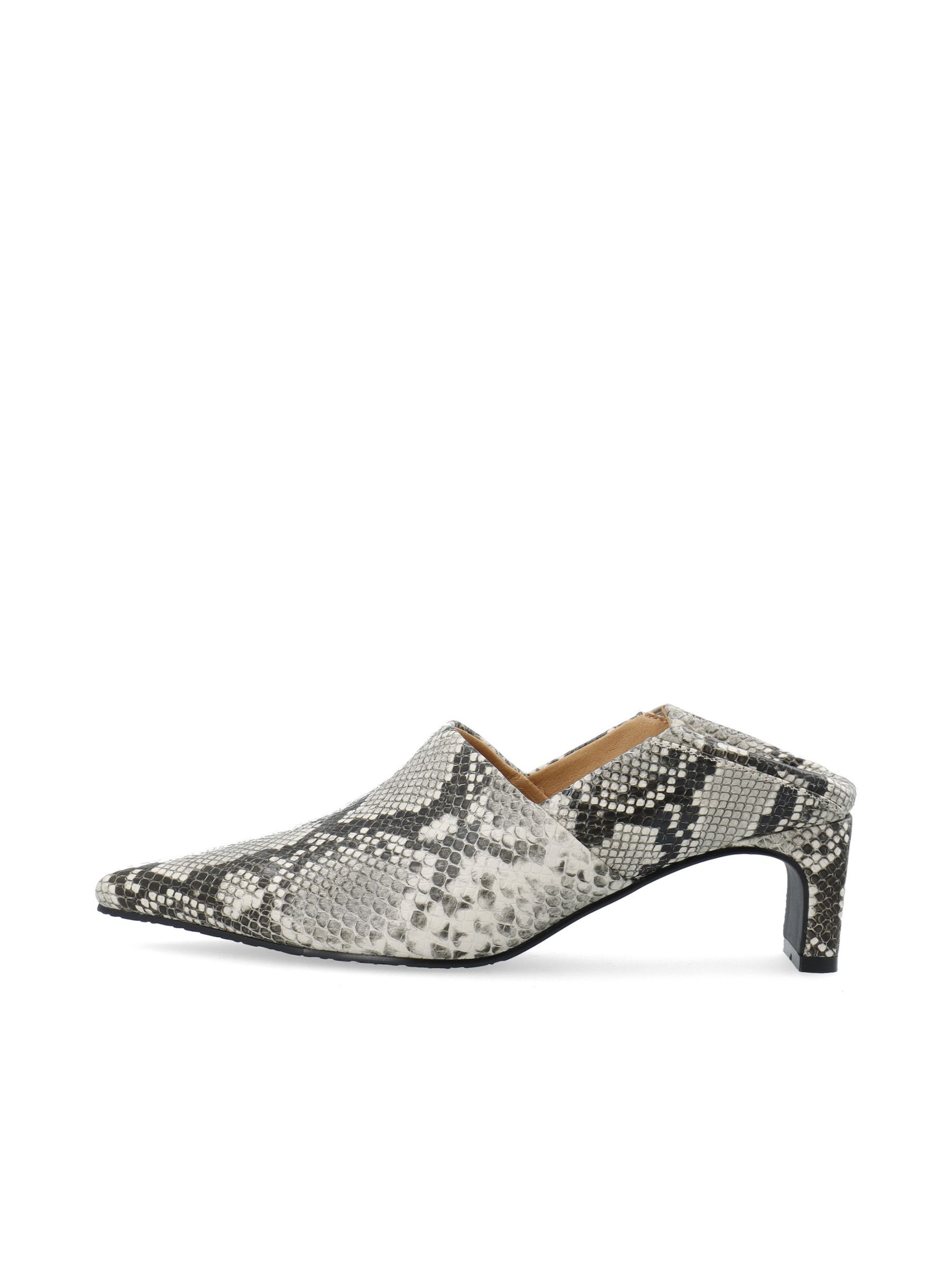 White snakeskin mules best sale