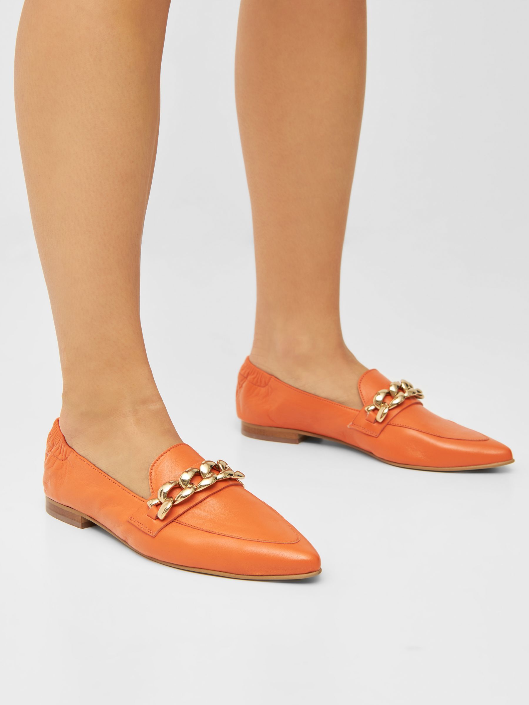 Orange leather loafers online