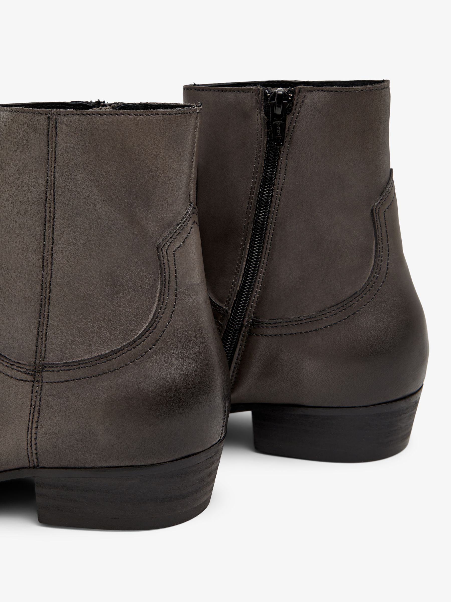 Light grey leather boots top