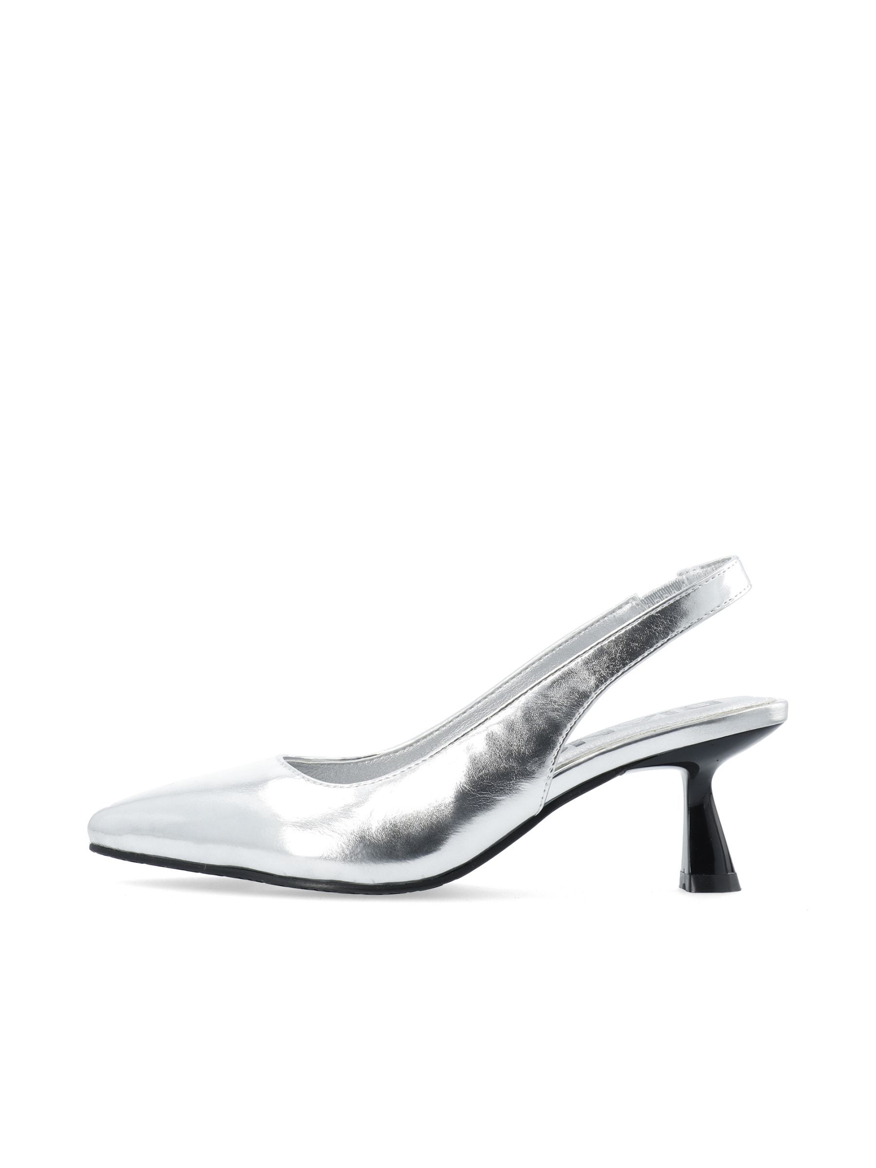 Silver kitten heel slingback shoes on sale