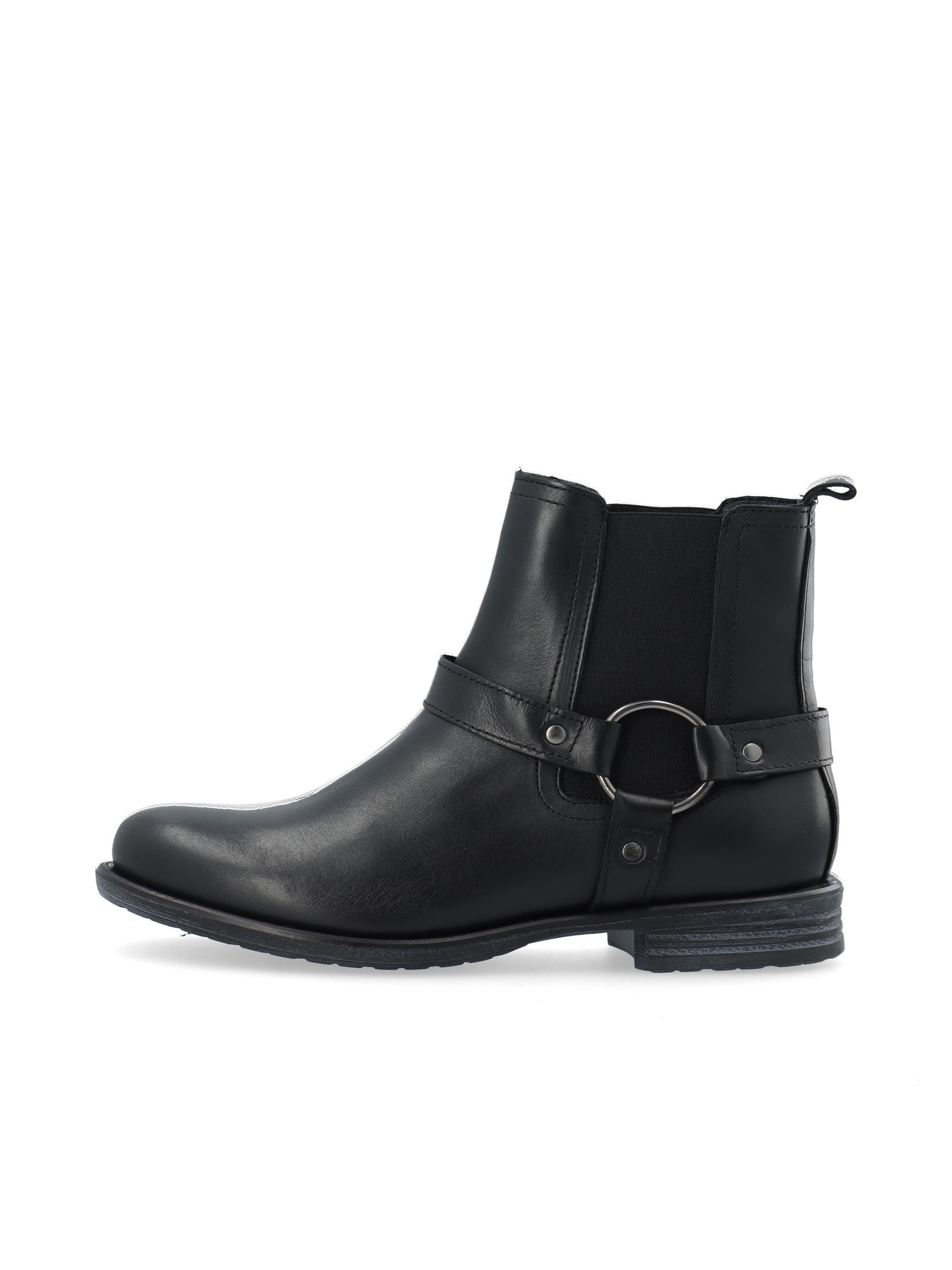 Black leather booties 2 inch heel clearance