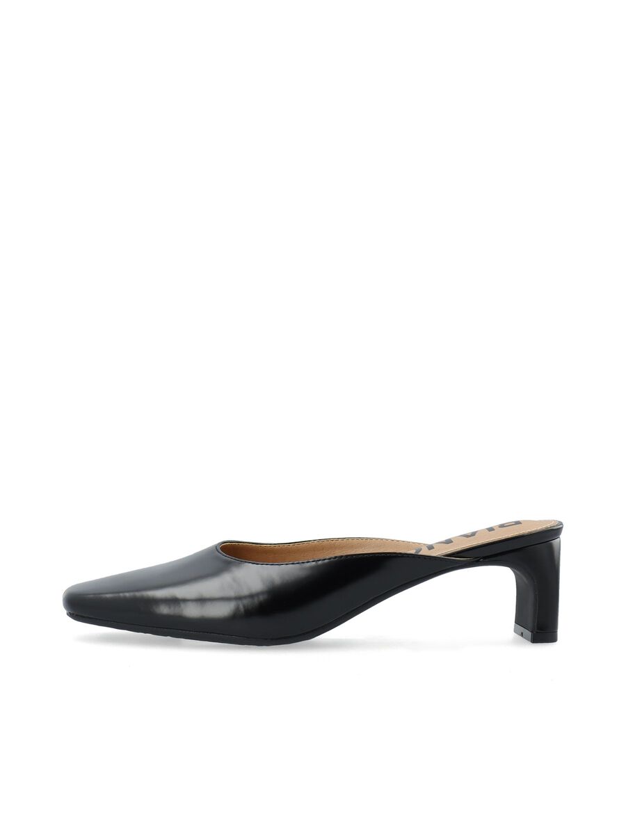 Biacameron square block heel mules, colour: black polido
