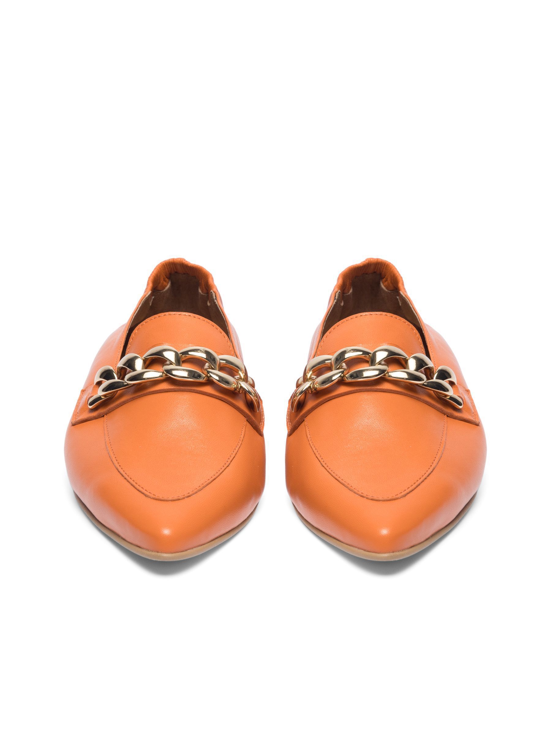 Orange leather loafers store