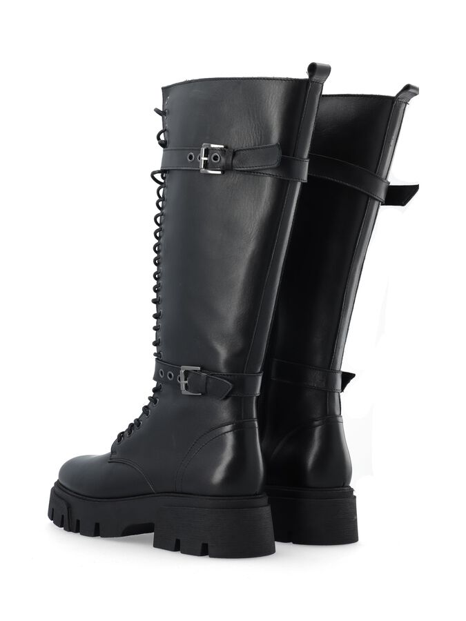 Bottes Militaires Mia En Simili Cuir Noir - Pointure 8.5 - état Neuf Avec Petits Défauts