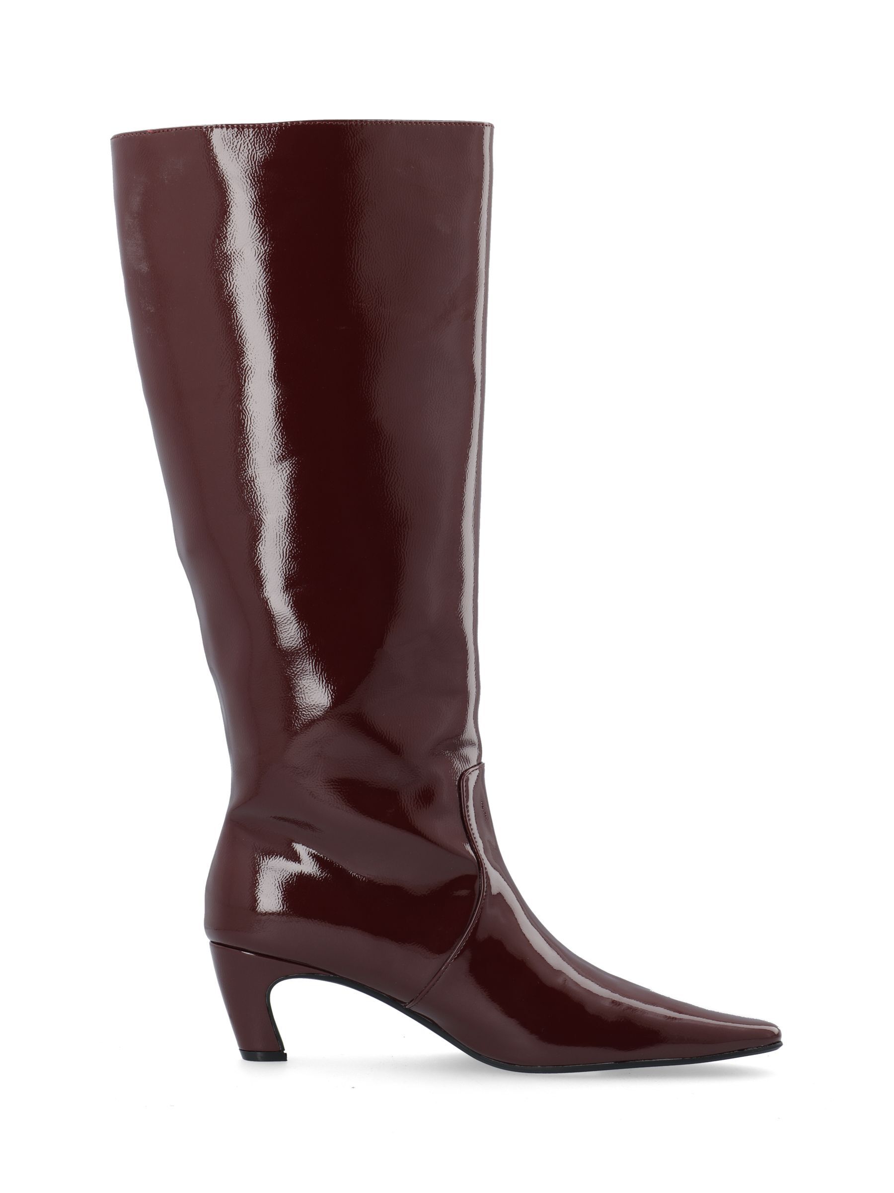 Red patent knee high boots shop