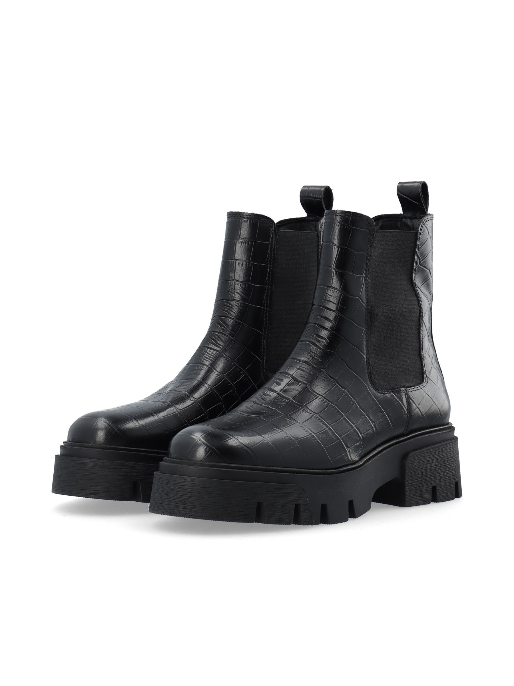 Black croc chunky chelsea ankle boot sales