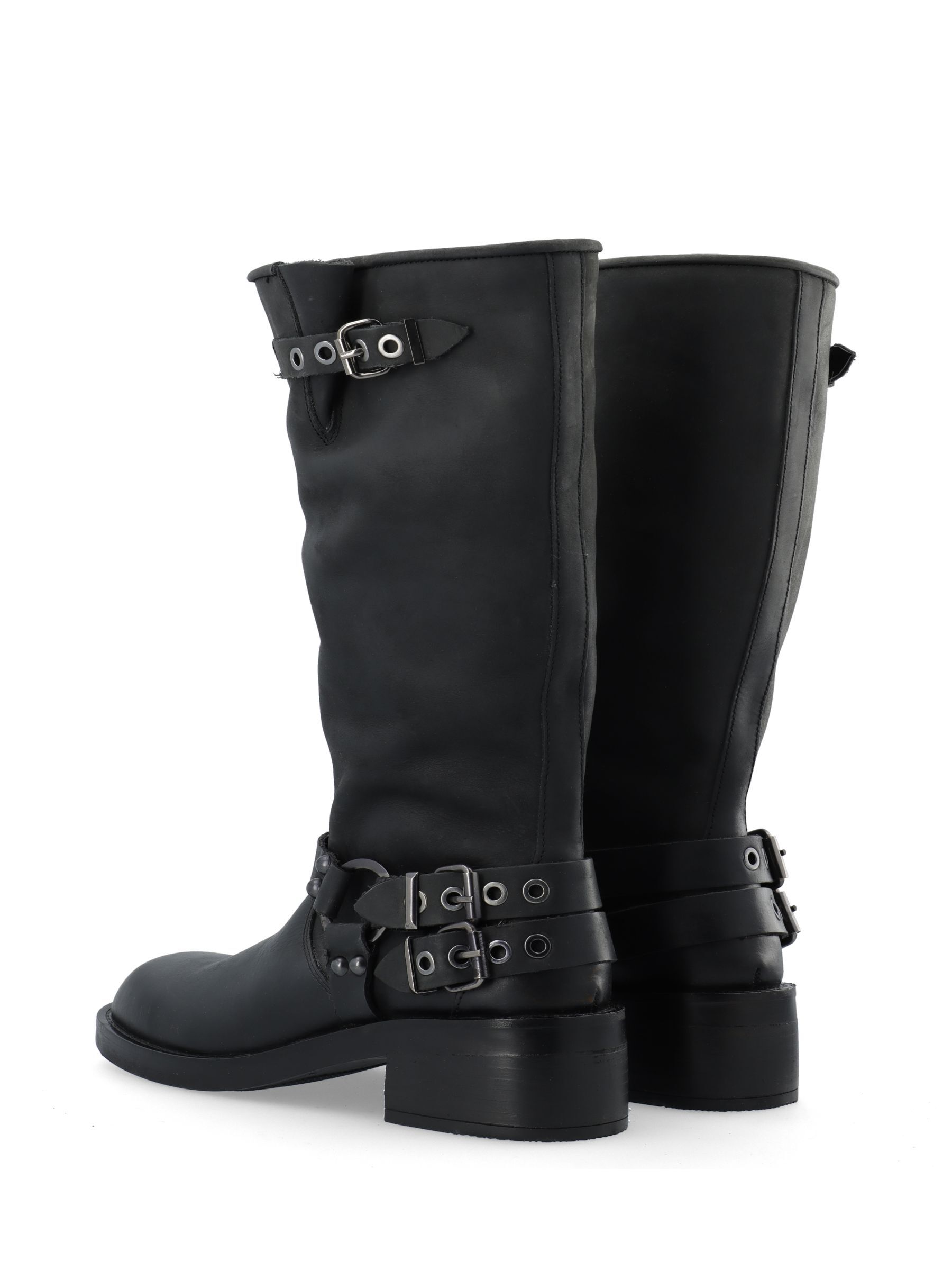 Leather studded biker boots on sale
