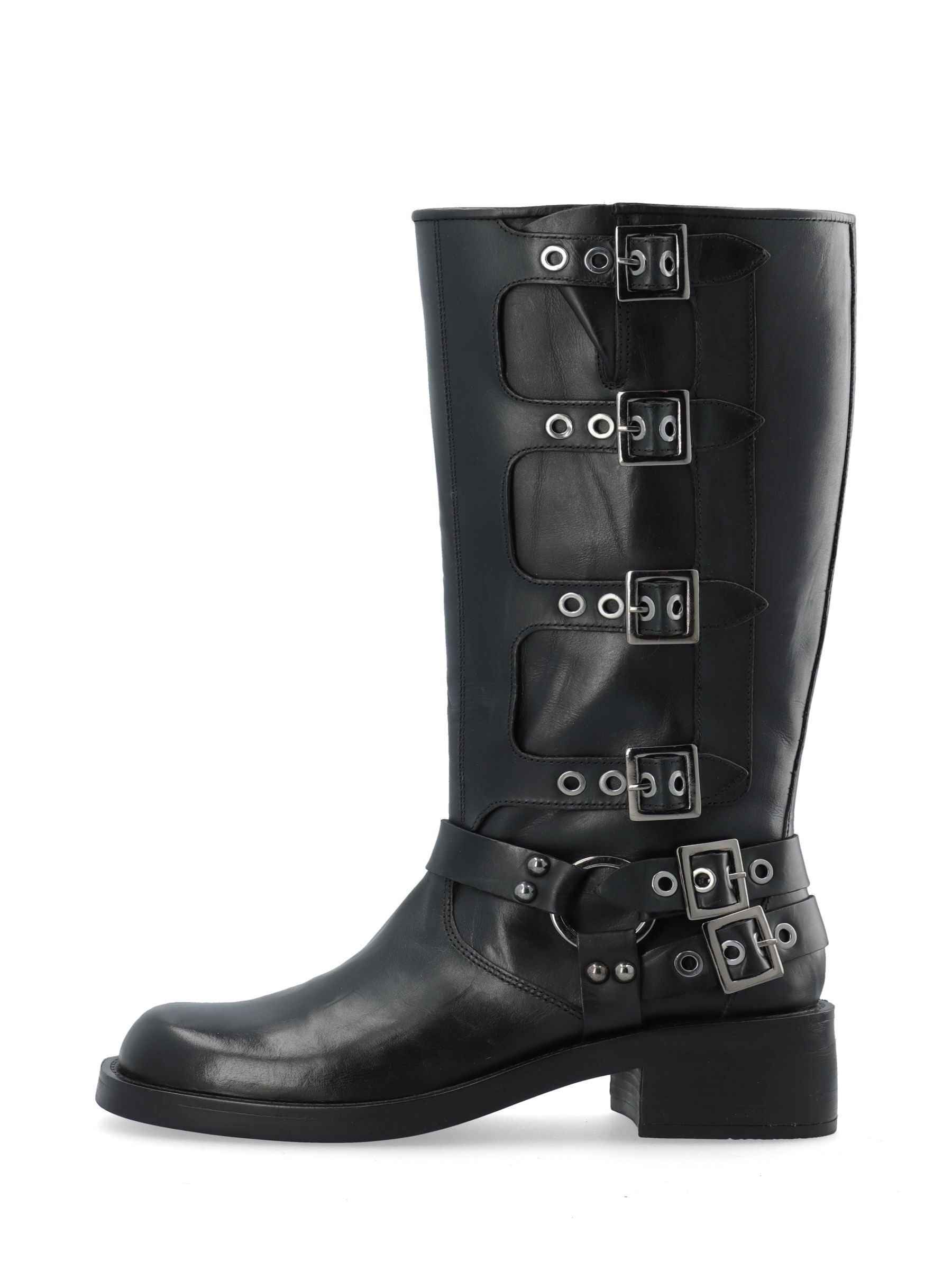 Black combat boots with buckles sales
