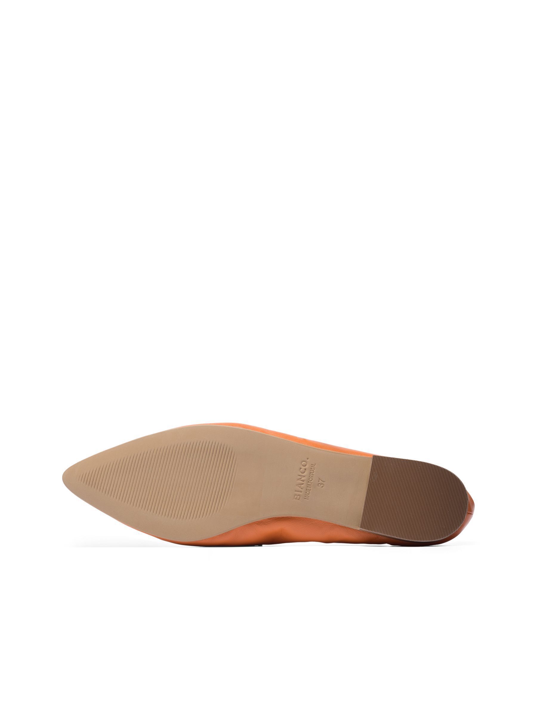 Orange leather flats sales